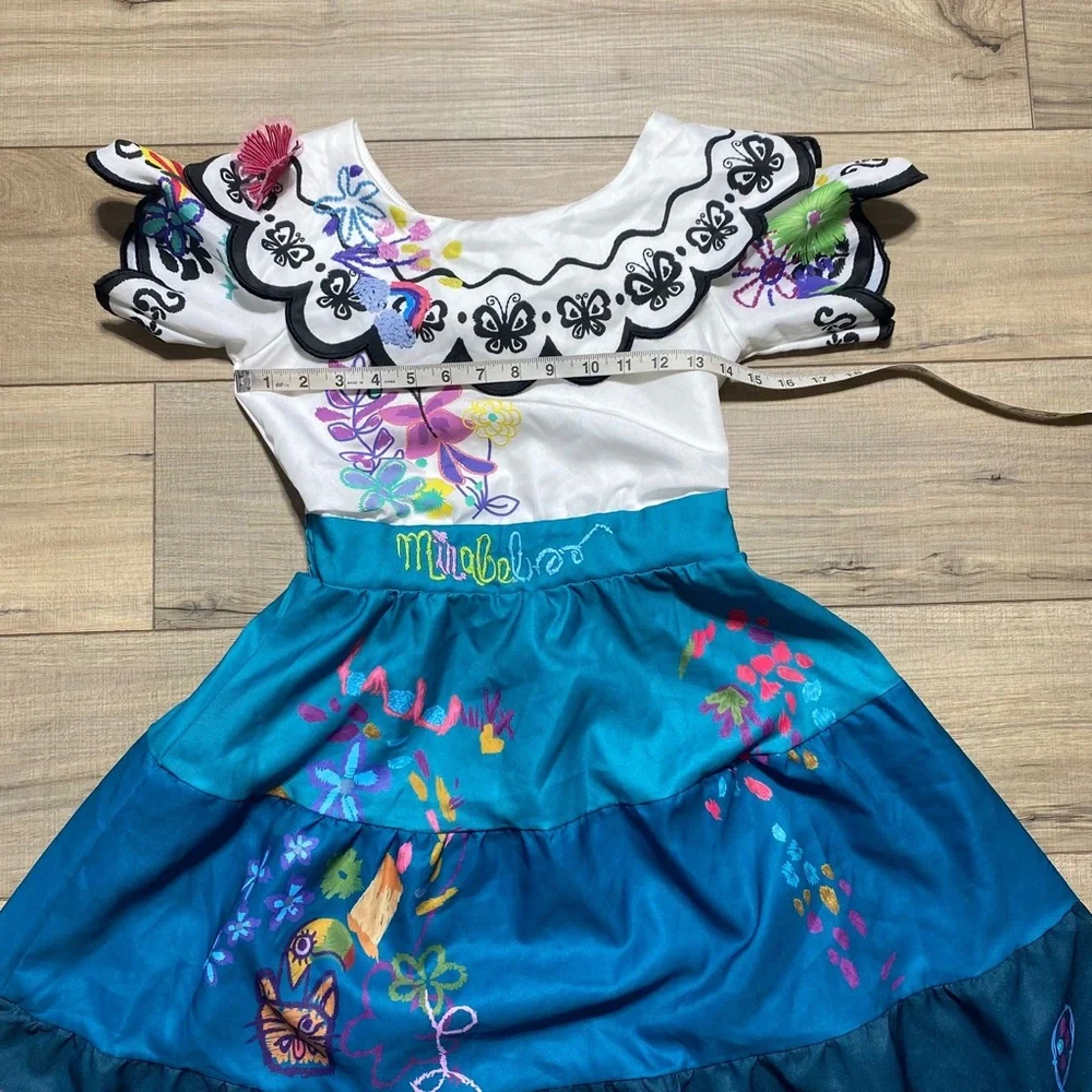 Disney Girls Encanto‎ Mirabel Costume Dress Size 9/10 White Blue EUC - Picture 2 of 12